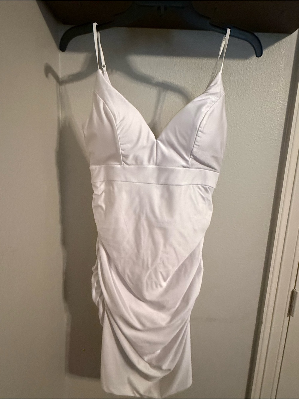Honey and Rosie White Spaghetti Strap V-Neck Mini Dress